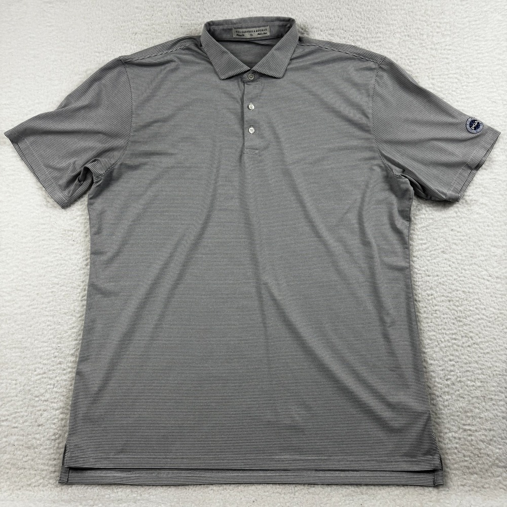 Holderness & Bourne The Perkins Polo Shirt Men XL Gray White Stripe Tailored PGA